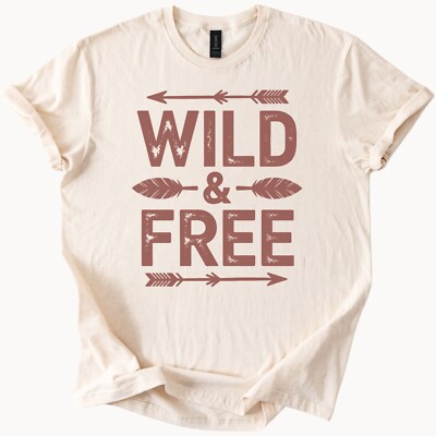 Wild and Free Arrow Feather Graphic T-Shirt Tee Top