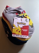 Cute 6 Pr Pok mon No-Show Socks Sz S 4.5-8.5