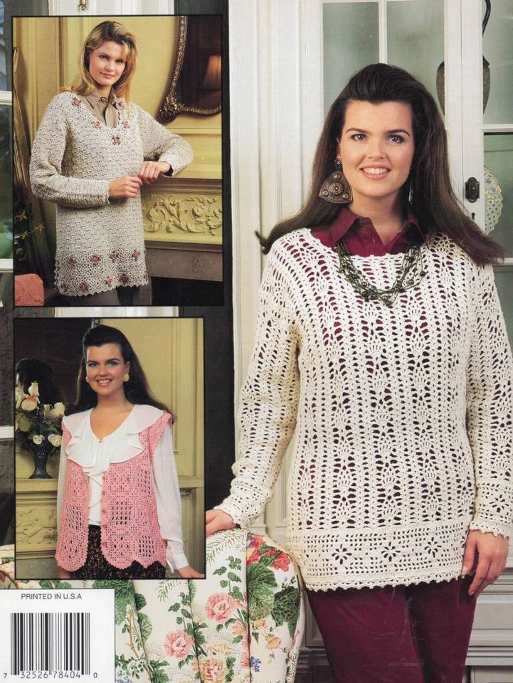 OOP!!! CROCHET CASUAL ELEGANCE SWEATERS 6 BEAUTIFUL DESIGNS - Image 2 of 2
