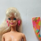 VTG Barbie 1990 All American Doll Blonde Earrings Sock Hair Wrap Nude Mattel