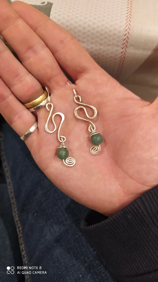 Orecchini argento 925 con pietra fatti a mano - Immagine 3 di 4