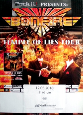 BONFIRE - 2018 - Plakat - In Concert - Temple of Lies Tour - Poster - Dormagen B