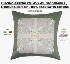 BORBONESE CUSCINO ARREDO CM. 45 X 45 CHIUSURA CON ZIP DOUBLE FACE SFODERABILE