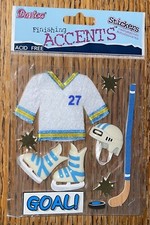 Darice Finishing Accents Hockey Hersey Sticko Puck 3D Sports Scrapbook Stickers