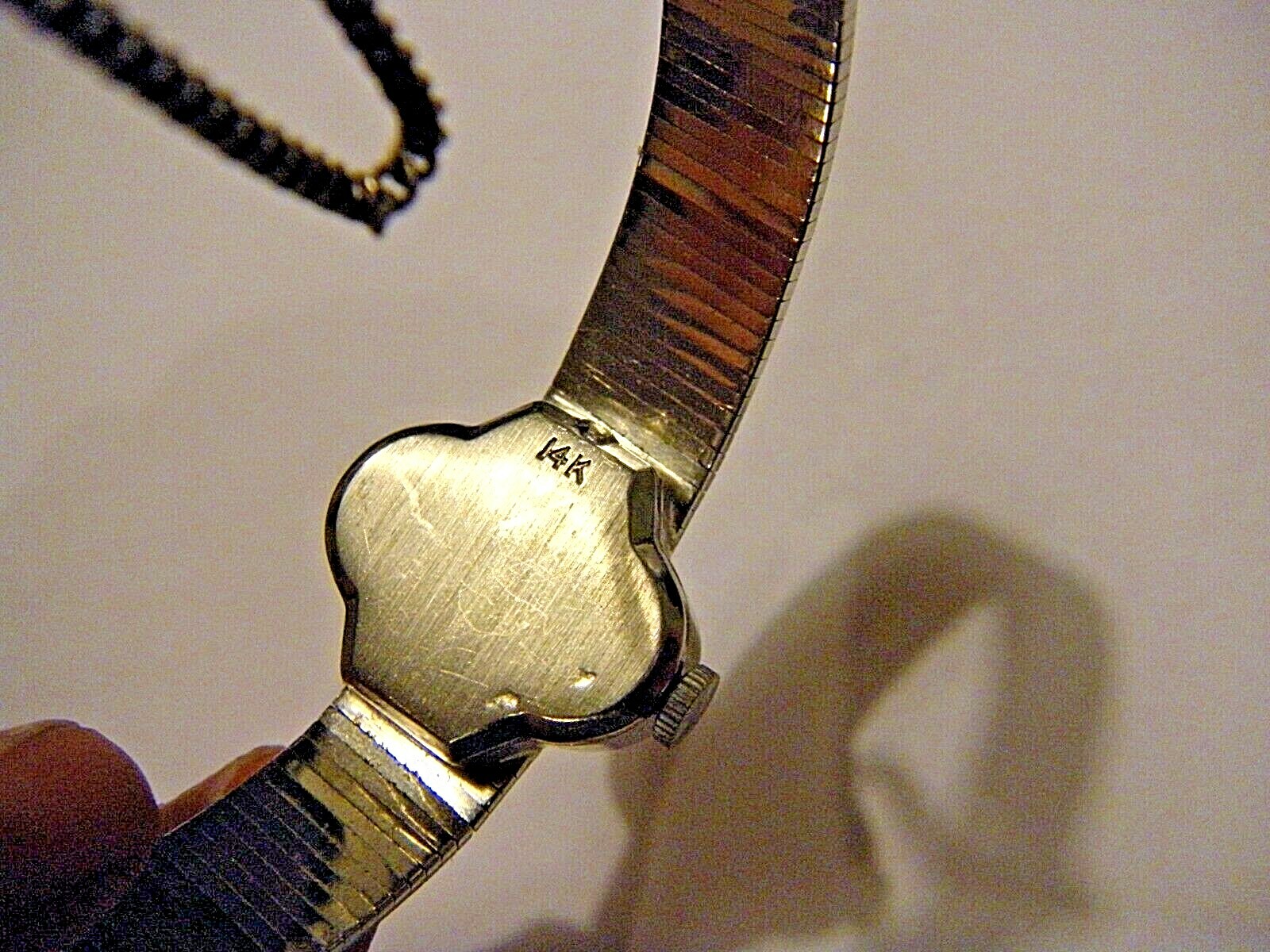 Vintage 70s All Solid 14k White Gold Geneva Mechanical Ladies Watch Omega Band image 4