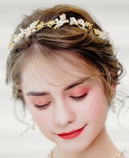 Bridal gold, peach and ivory headpiece