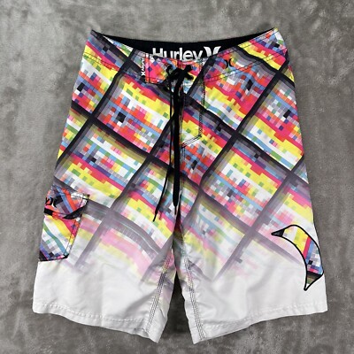 Hurley Men's Board Shorts Geometric Colorful Gradient Pattern Sz 25