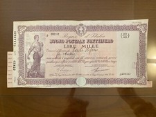 BUONO POSTALE FRUTTIFERO LIRE 1000 dicembre 1936 CARAGLIO CUNEO SABAUDA