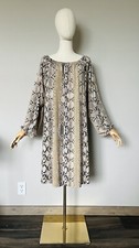 NWT $130 Michael Michael Kors Python Snake Print Shift Dress Long Sleeve Sz L.