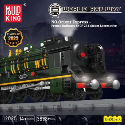Mould King Fernbedienung Orient Express Modelleisenbahn SNCF231 Licht Sound Rauch