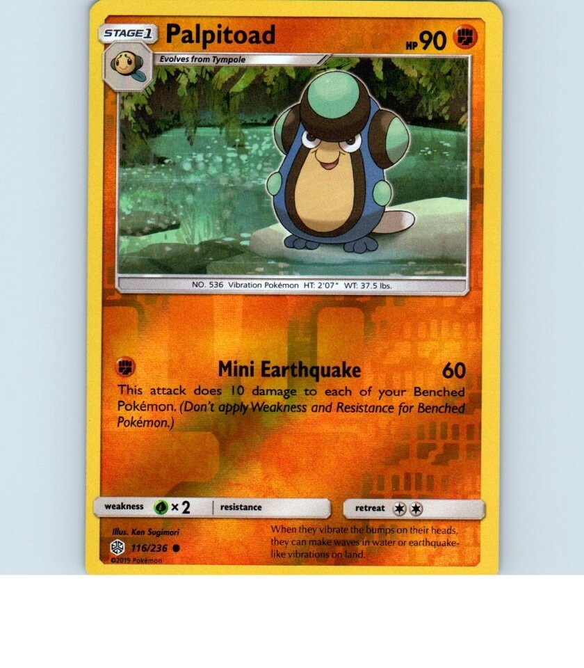 2019 Reverse Holo Palpitoad 116/236 Pokemon Card