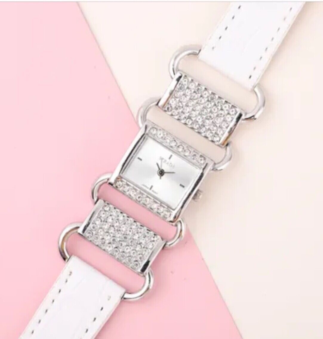 STRADA watch with famous maker austrian crystals, Japanese movement. purple face