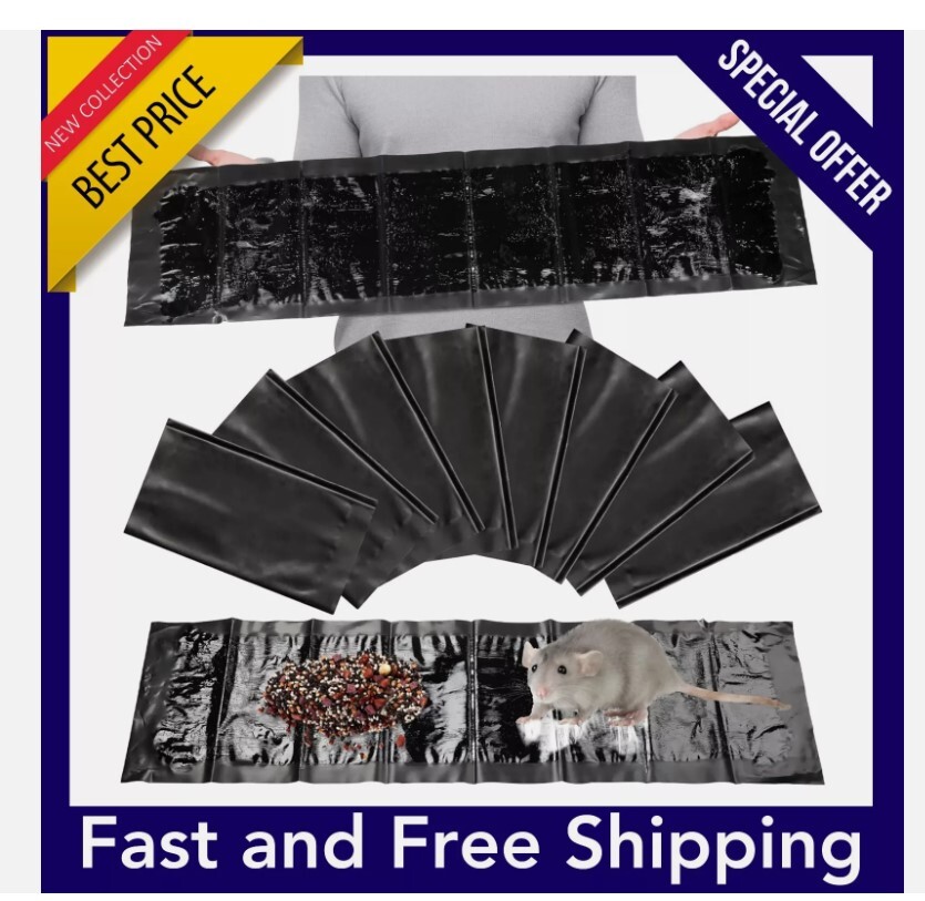 8 Pack SUPER Sticky LARGE Mouse Mice Rat Glue Pest Trap Boards Insect Catcher...