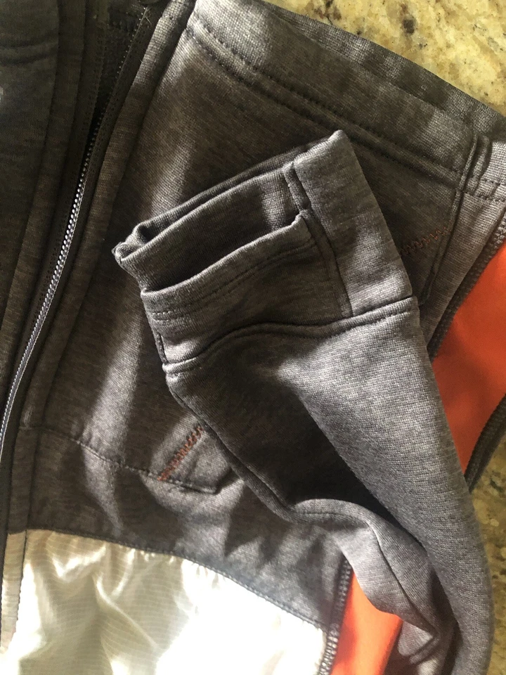 Boy's Russell Athletics  Fleece Full Zip Hoodie, Gray/orange - Size XS (4-5) - Image 4 of 4