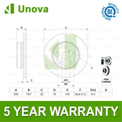 2x Brake Disc Rear Unova Fits BMW X3 2003-2010 2.0 D 2.5 3.0 34213332217