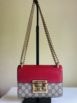 USED GUCCI GG Supreme Monogram  Small Padlock Shoulder Bag 