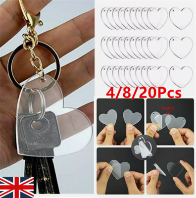 4-20 Stck. Acryl Schlüsselanhänger Rohlinge herzförmiger Anhänger für Schlüsselanhänger Handwerk UK