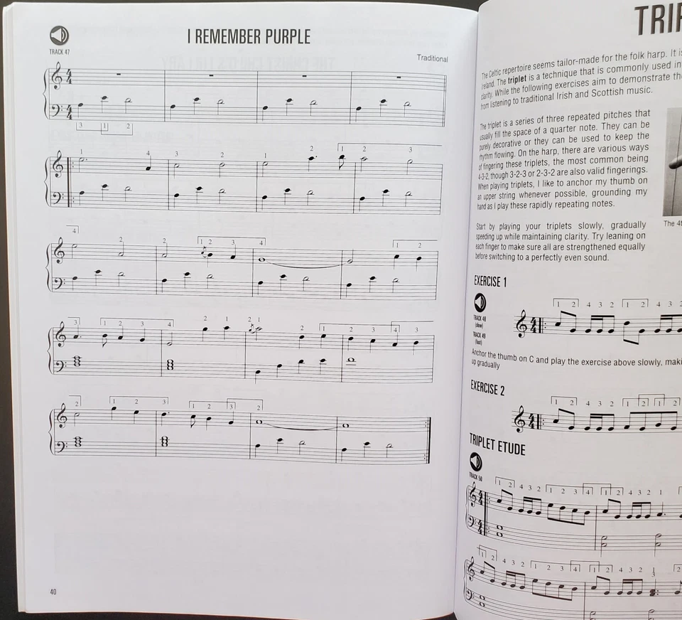 Folk Harp Method Lessons Songs Sheet Music Songbook With / CD - Image 4 of 4