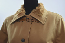 Rare Hermes Sz 44 Beige Overcoat Long Coat H Logo Lining Calf Straps Pockets Box