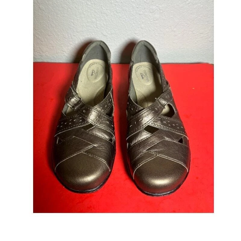CLARKS Sandali Clark's Collection pelle metallizzata ultimate comfort punta chiusa taglia 11