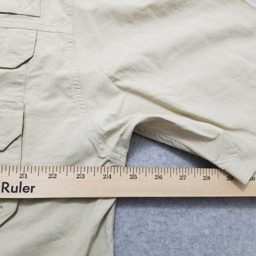 Bimini Bay Shirt Mens Large Ivory Tan Fishing Button Up Short Sleeve Pockets - Picture 13 of 17
