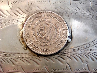 Boucle De Ceinture Vintage En Peso Mexicain 1958 - Fait Main - Occasion