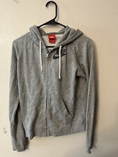 New Women's Nike Sportswear Raised Hooded Full-Zip 585717-063 Women Small Gray