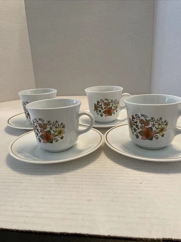 Corelle Indian Summer  Set of 4 Tea Cups & Saucers 8 oz Cups~ Free ship