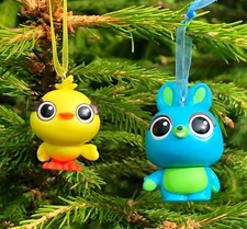 Image of Disney Pixar Toy Story 4 Ducky & Bunny Xmas Tree 🎄 Decorations ~ Mattel Minis