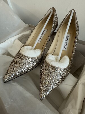 jimmy choo romy glitter pumps 60 Ballet pink, Slightly Used with