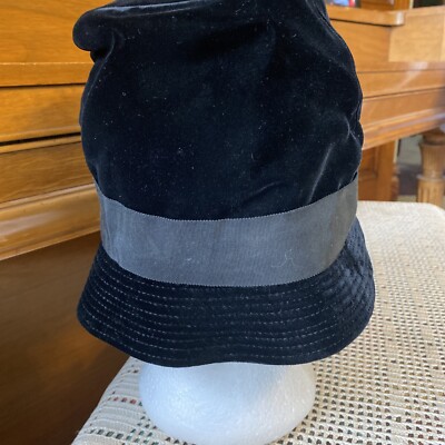 Vintage USA Union Made Black Velvet Bucket Slouch Hat w  display picture 1