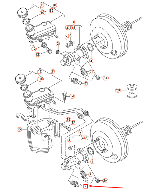 Audi A2 TT 8N Brake Pressure Sensor For Master Cylinder 1J0907597B for