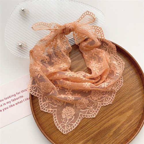 Women Floral Bandana Lace Triangle Transparent Scarf Head Scarf Embroidered ☋ - Picture 19 of 20