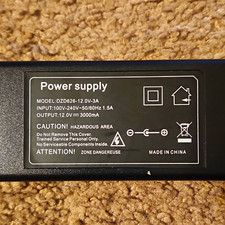 12V 3A AC/DC Power Supply Adapter Barrel Plug 5ft Cable Black Universal