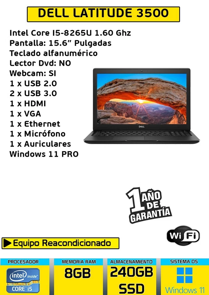Dell Latitude 3500 · i5-8265U · 8GB · 240GB, foto 4 de 4