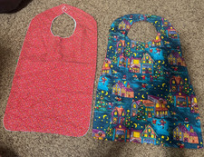 2 Baby Bibs Reversible Handmade Long Christmas Calico Flannel