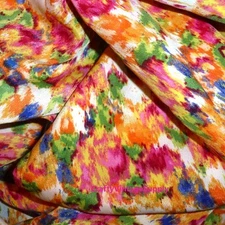 Neman brothers orange watercolor floral poly taffeta satin fabric 58" x 63"