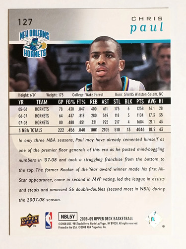 2008-09 Upper Deck #127 Chris Paul - Picture 2 of 2