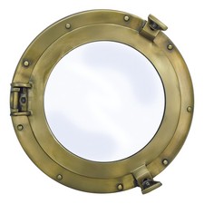 Lustro bullagowe Bullauge wykonane z aluminium o wyglądzie antycznym mosiądzu 30 cm Sea-Club