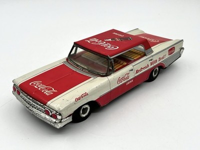 Vtg 1960's Taiyo Japan Tin Friction Coca-Cola Coke Refresh With Zest Ford Car