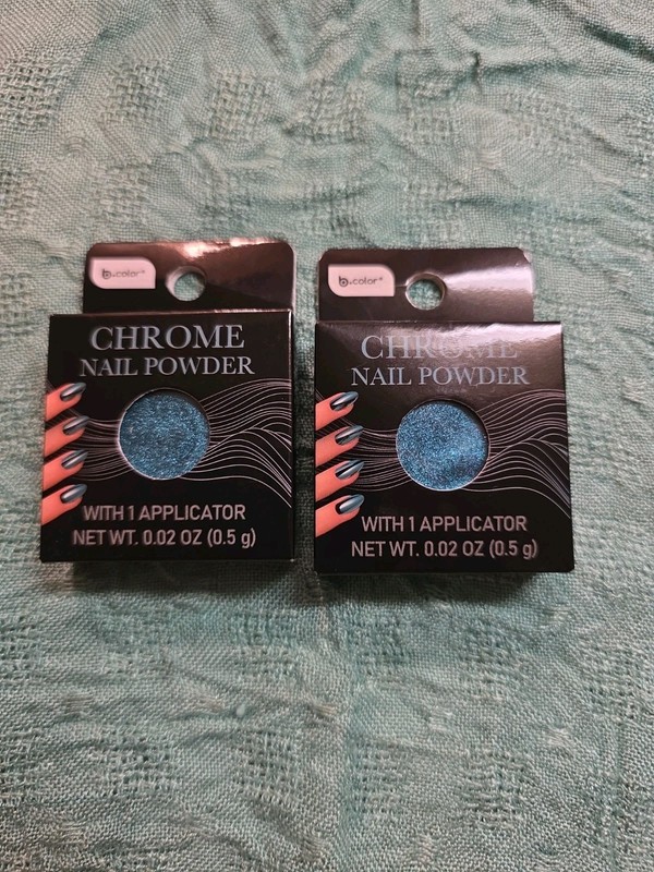 Lot Of 2 B Color Chrome Nail Powder Peacock Feather
