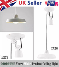 GOODHOME Yarra White Pendant Ceiling Light Pully Cord Adjustable Modern IP20 E27