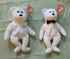 Mr  Mrs Bundle Retired 2001 Plush Ty Beanie Babie Bride  Groom Wedding Bears