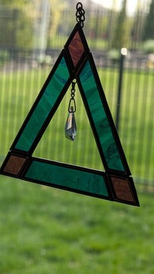 SUN BEAUTY-BEAUTIFUL-LAZY CAT SUN CATCHER.  MOSAIC GLASS W/ TOPAZ  CRYSTAL!