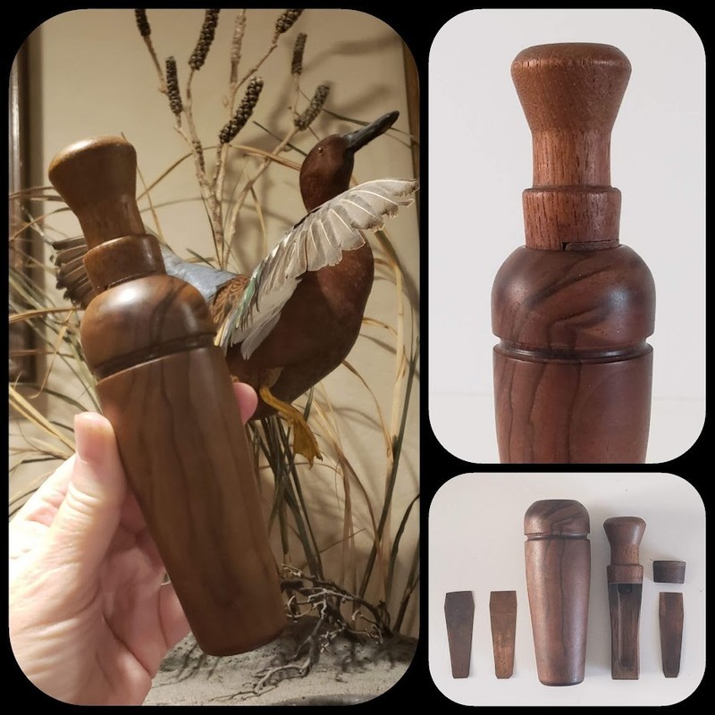 RARE! VTG 70s Cecil Wellborn Colusa CA Reelfoot Style Wood Duck Call Metal Reeds