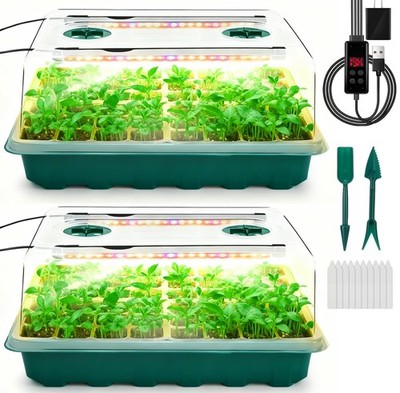 96Cell Seed Starter Kit with Grow Light, Humidity Domes, Automatic Timer
