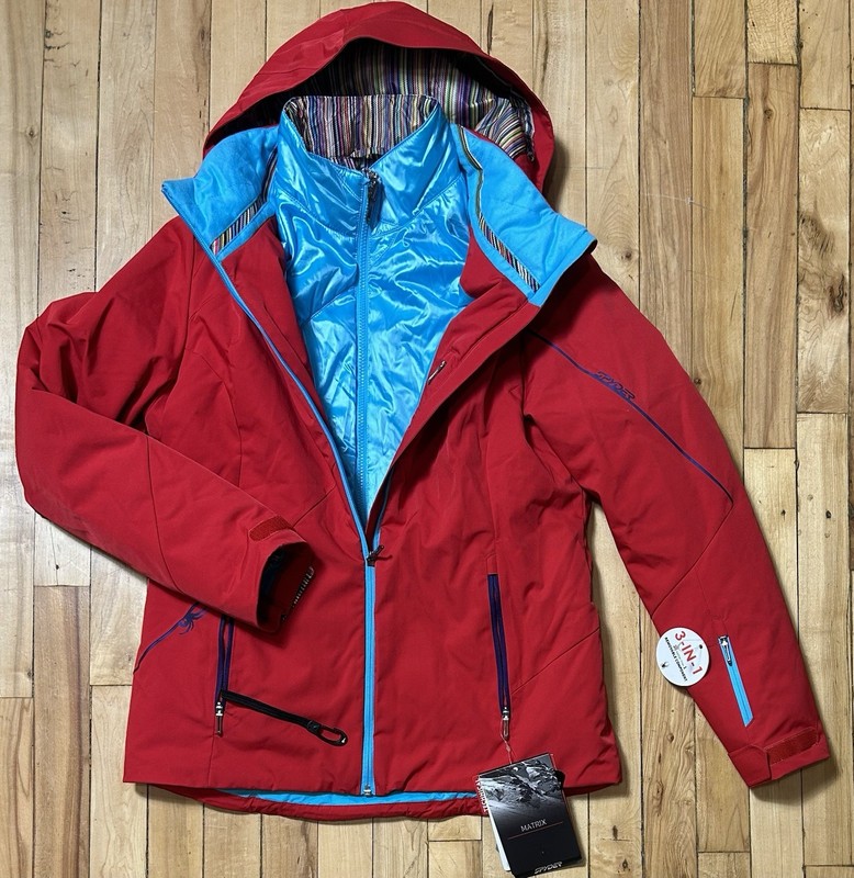 Spyder Womens 10 Red Menage A Trois Jacket 3 in 1 Winter Ski Snow Coat NEW W/Tag