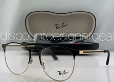 Ray-Ban Round Eyeglasses Black Gold Metal Clear Demo RB6375 2890 51mm