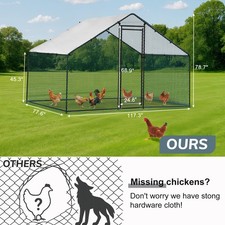 Metal Chicken Coop 6.5 x 10FT Outdoor Large Walk Hen Cage House Waterproof Cover
