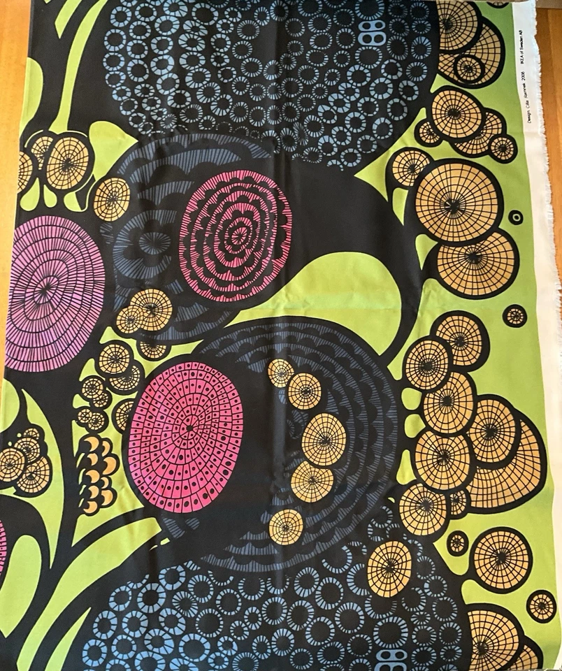 IKEA Cilla Ramnek 2008 tela de lona geométrica abstracta espiral psicodélica 1 yarda Foto 3 de 4